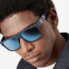 Armani Exchange Mirrored Blue Rectangular Men's Sunglasses